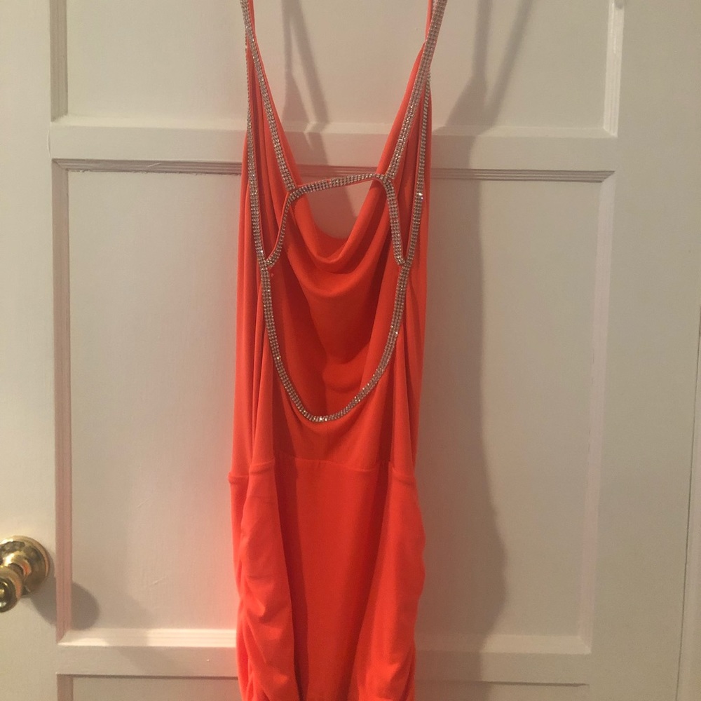 Pink/coral dress with rhinestone straps 💃🏻